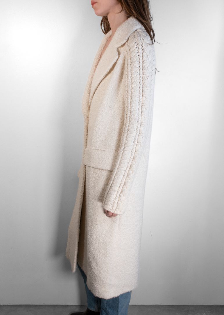 Gabriela Hearst Ivory Single Breasted Boucle Coat