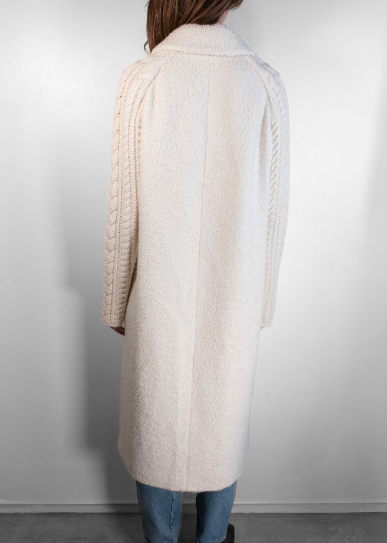 Gabriela Hearst Ivory Single Breasted Boucle Coat