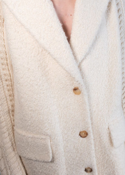 Gabriela Hearst Ivory Single Breasted Boucle Coat