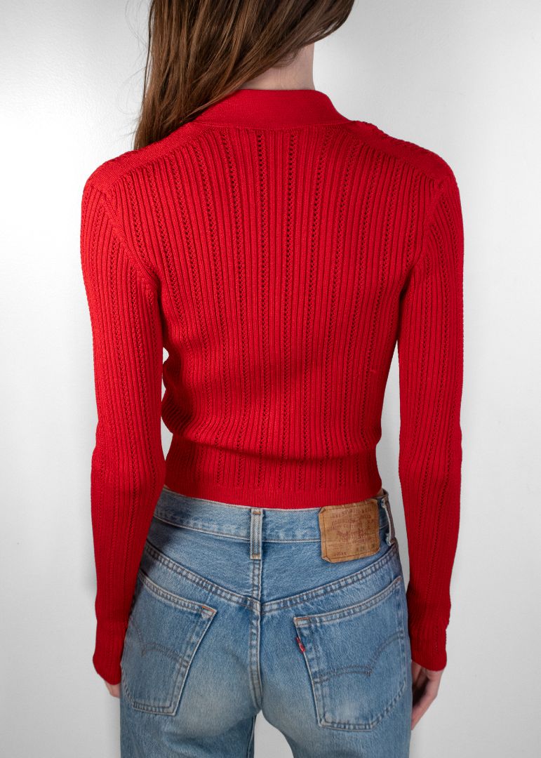 Balmain Red Knit Cardigan