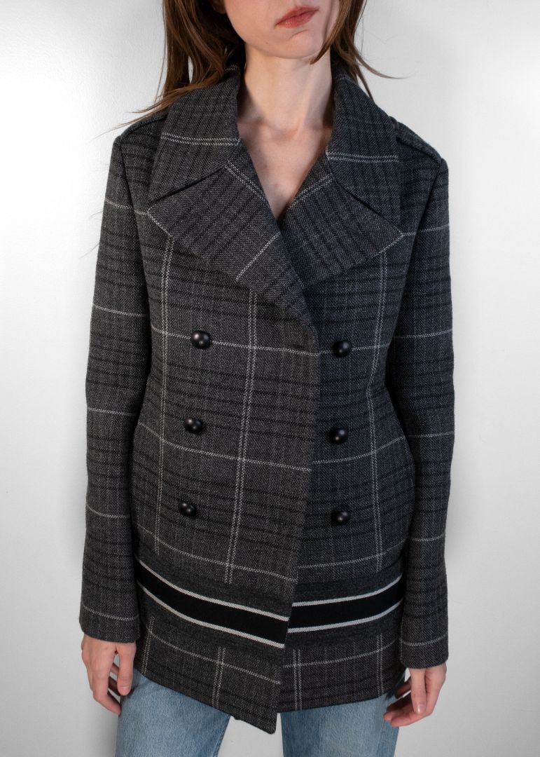 Dior Grey Plaid Double-Breasted Coat