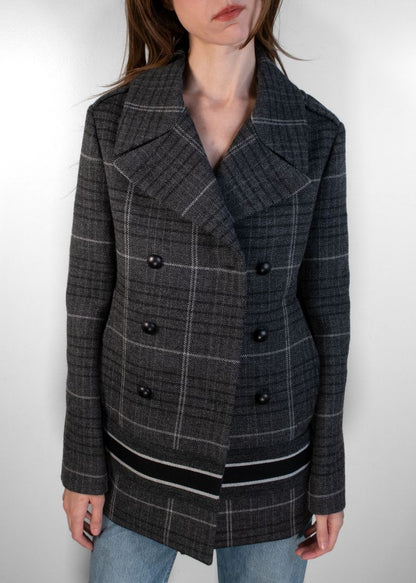Dior Grey Plaid Double-Breasted Coat