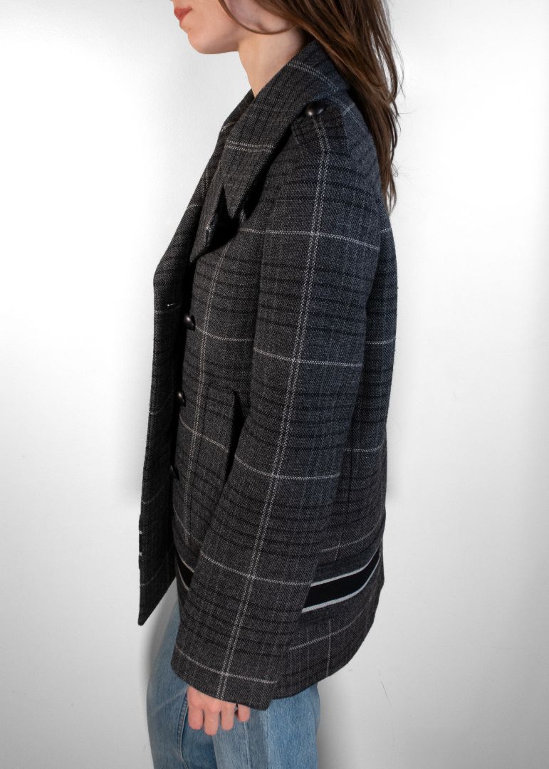 Dior Grey Plaid Double-Breasted Coat