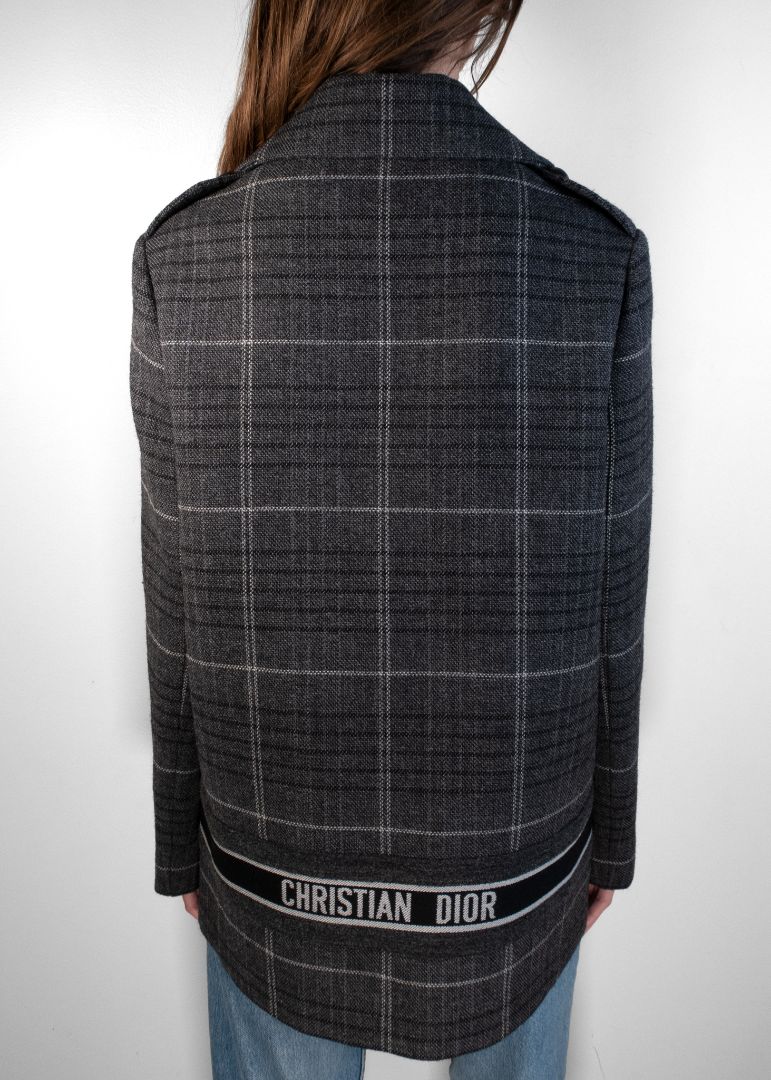 Dior Grey Plaid Double-Breasted Coat