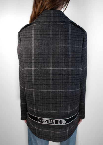 Dior Grey Plaid Double-Breasted Coat