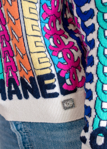 Chanel 21k Rainbow Letter Logo Sweater