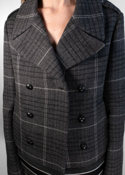 Dior Grey Plaid Double-Breasted Coat