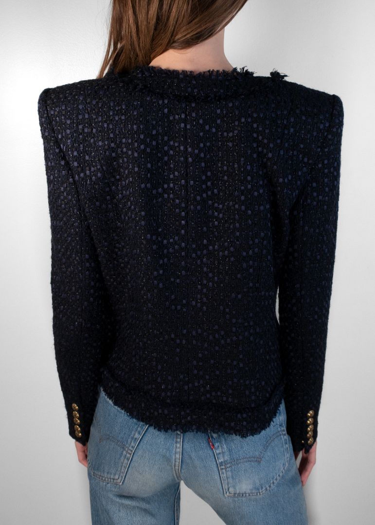 Balmain Navy Tweed Blazer