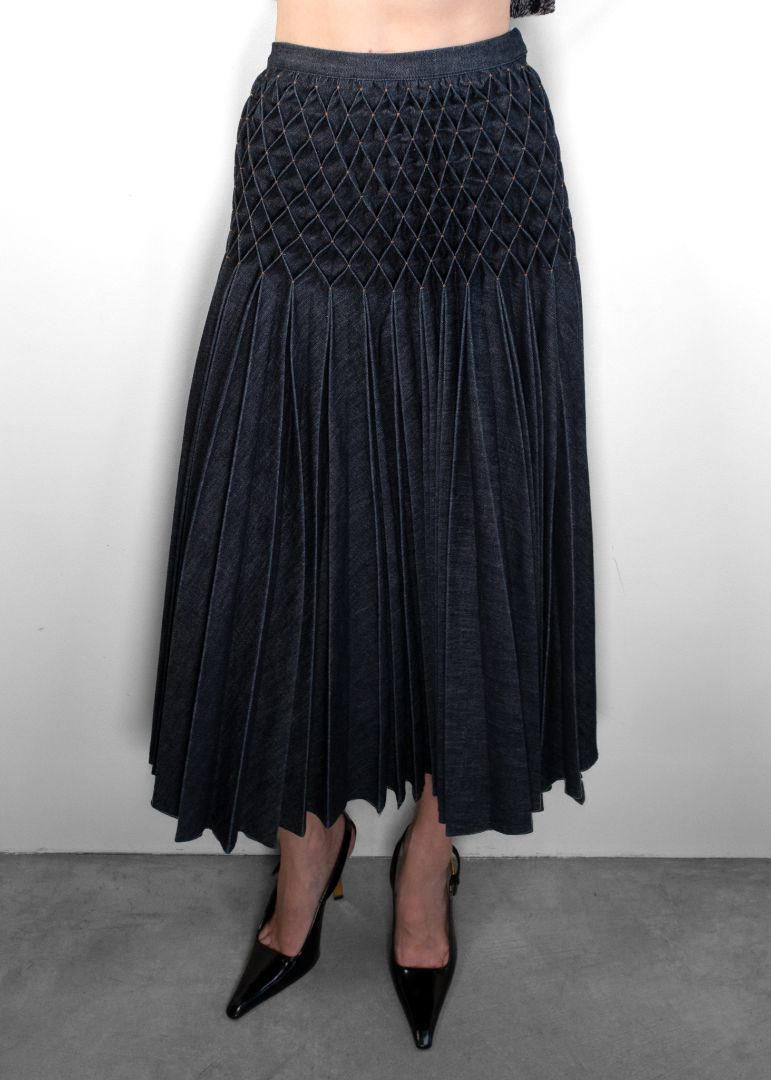 Dior Pleated Denim Maxi Skirt
