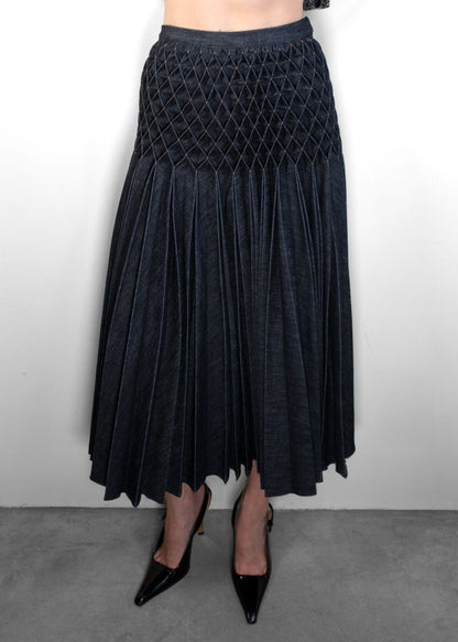 Dior Pleated Denim Maxi Skirt
