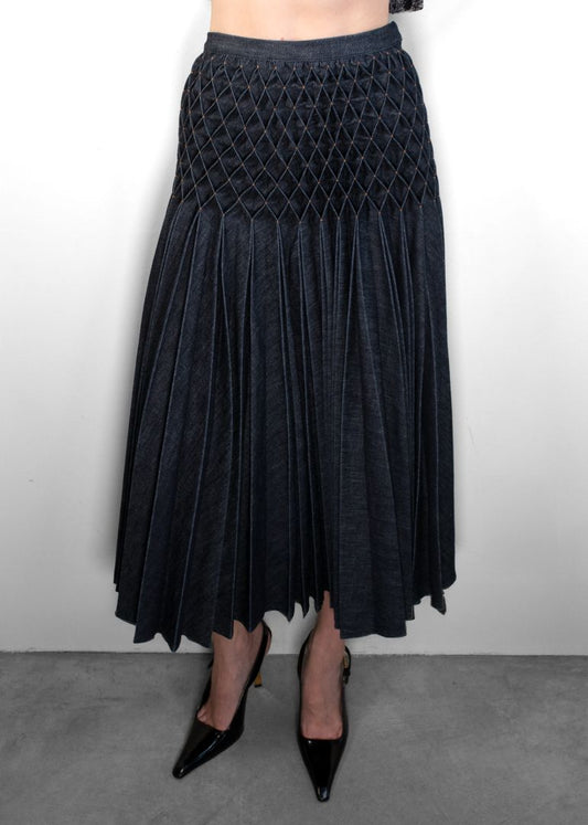 Dior Pleated Denim Maxi Skirt