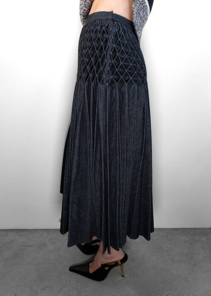 Dior Pleated Denim Maxi Skirt