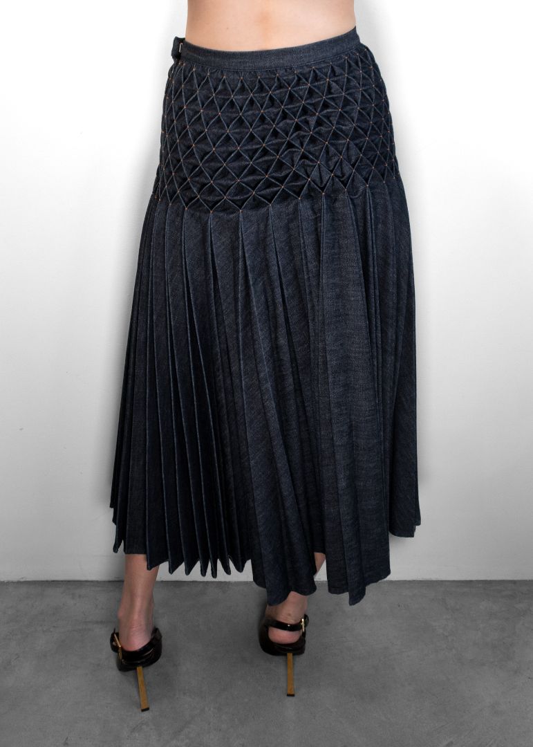 Dior Pleated Denim Maxi Skirt