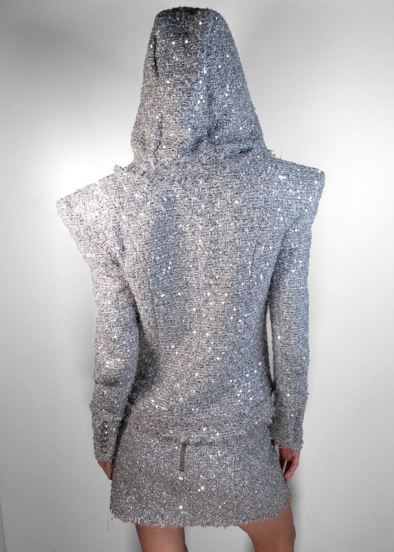 Balmain Sparkly Silver Tweed Set