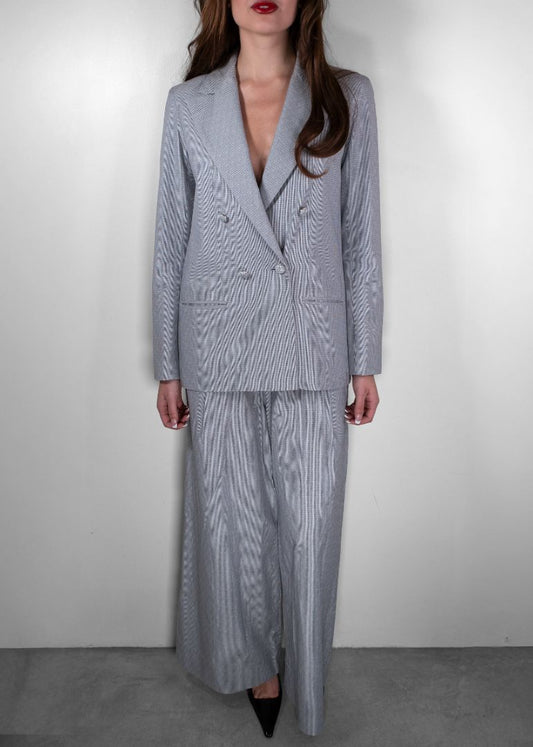 Chanel Navy And White Pinstripe Set