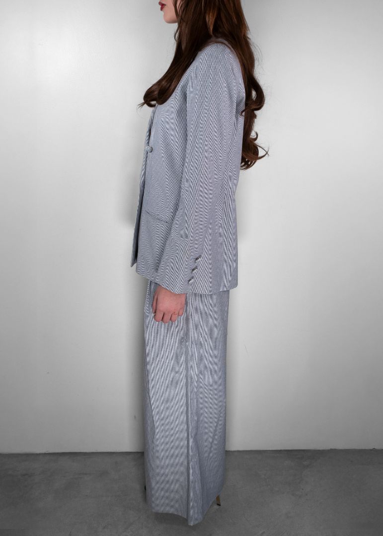 Chanel Navy And White Pinstripe Set