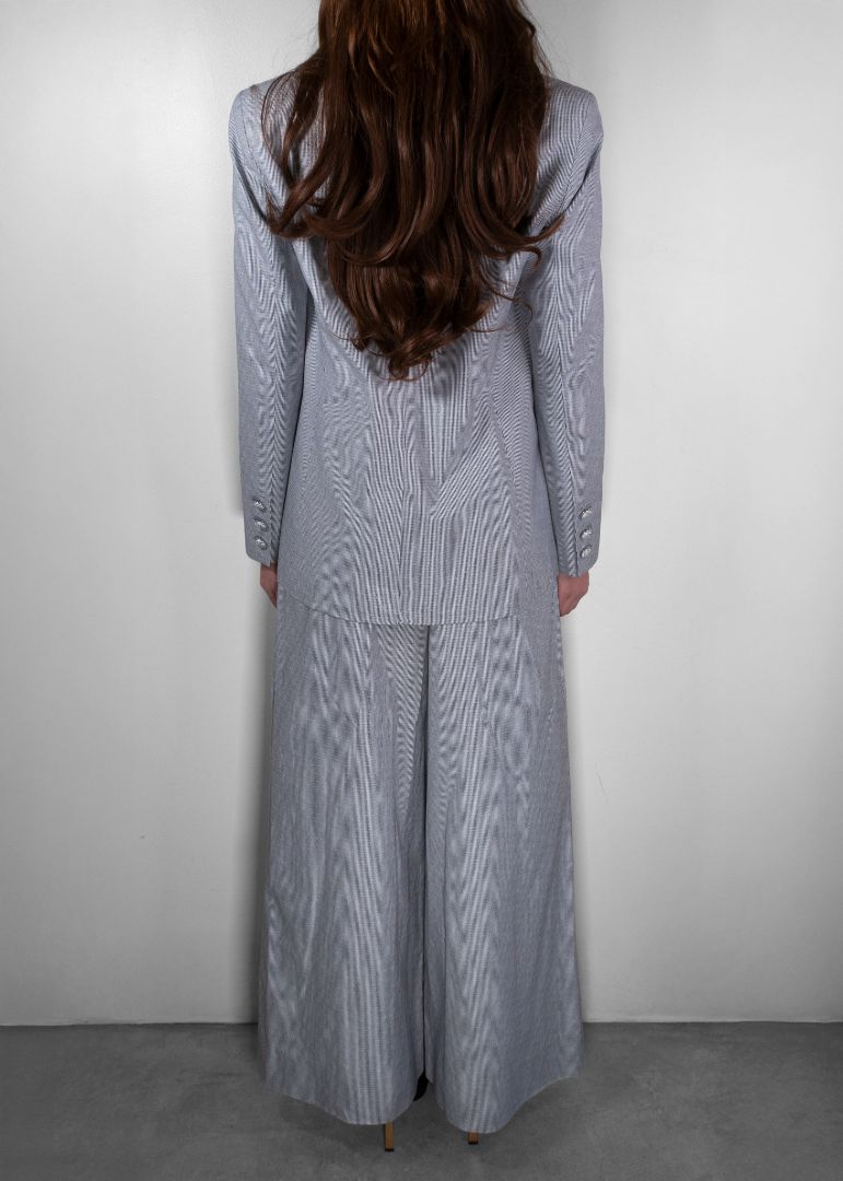 Chanel Navy And White Pinstripe Set