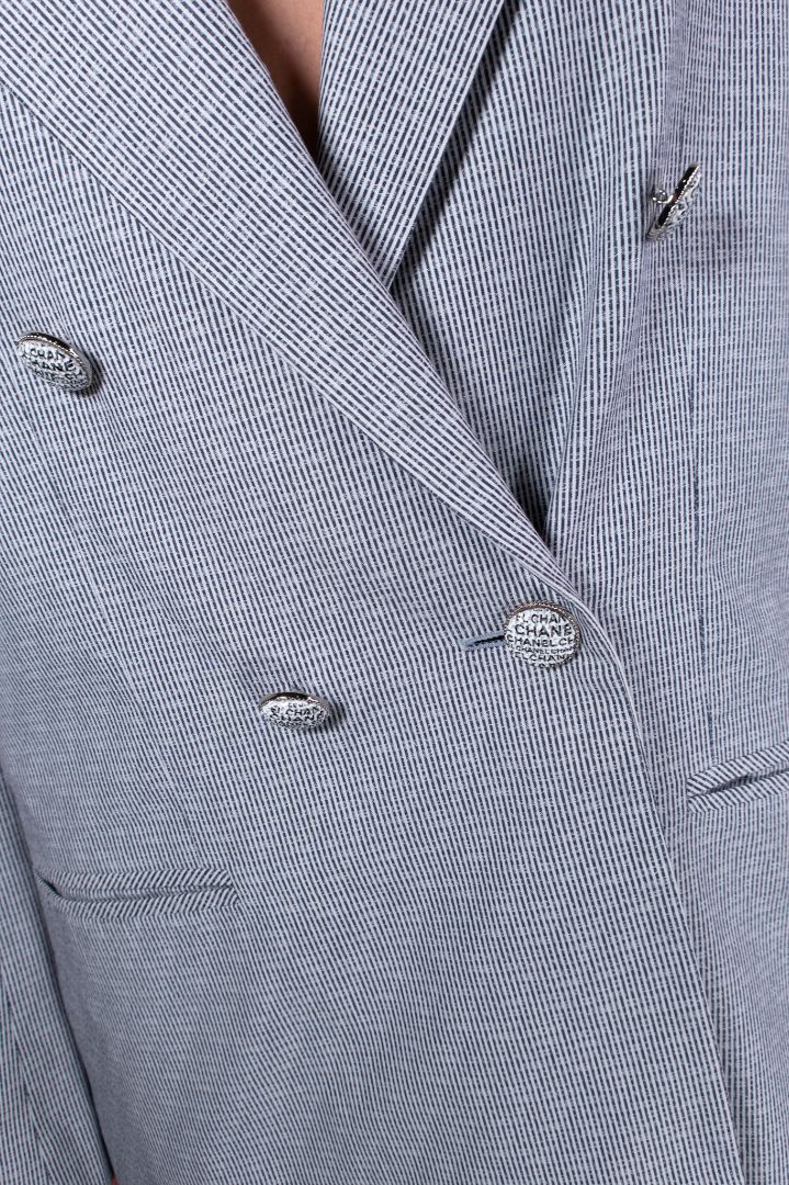 Chanel Navy And White Pinstripe Set
