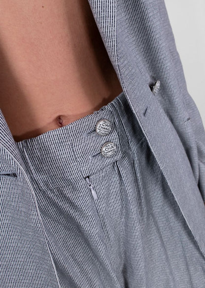 Chanel Navy And White Pinstripe Set