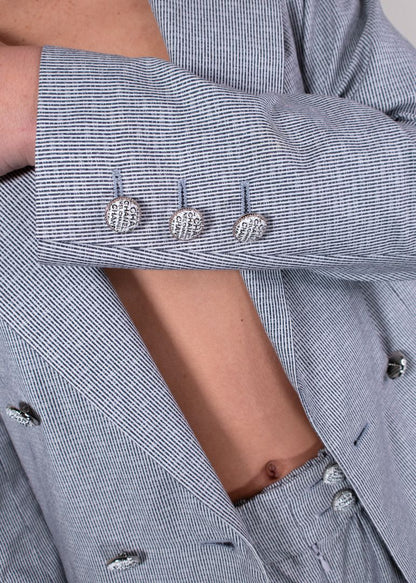 Chanel Navy And White Pinstripe Set