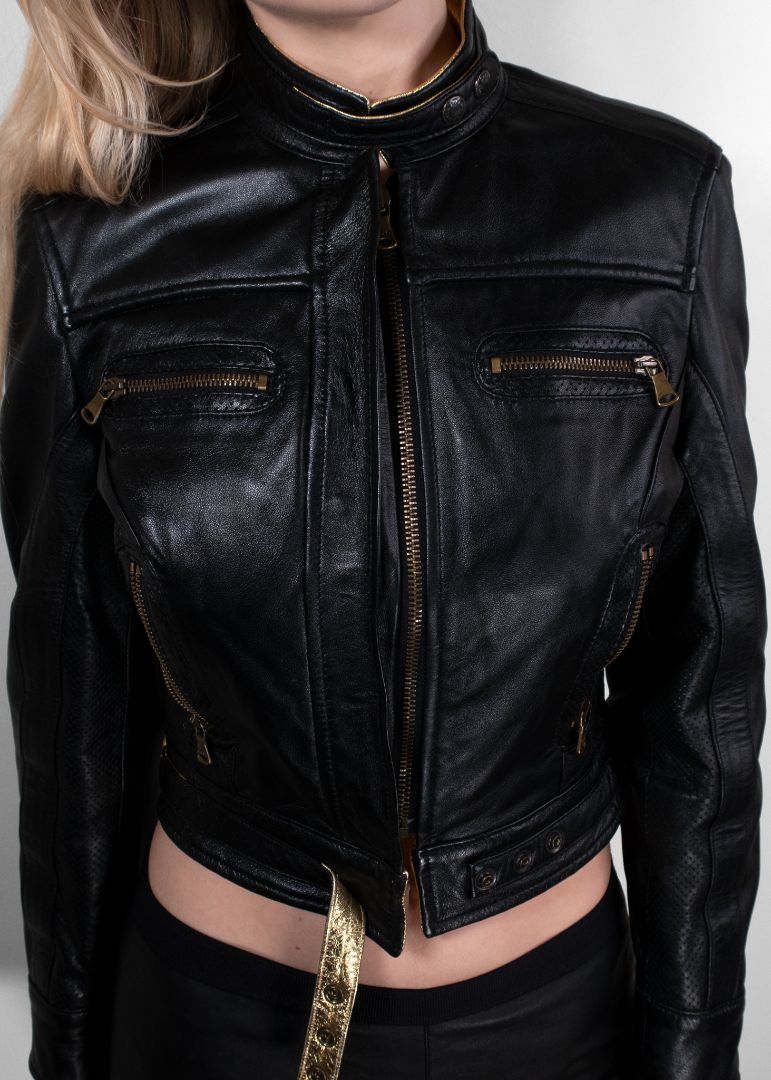 Dolce & Gabbana Black Leather Moto Jacket