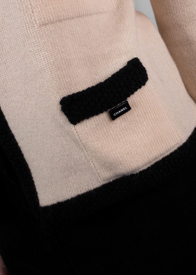 Chanel Cream Vintage Cardigan With Black Crochet Trim