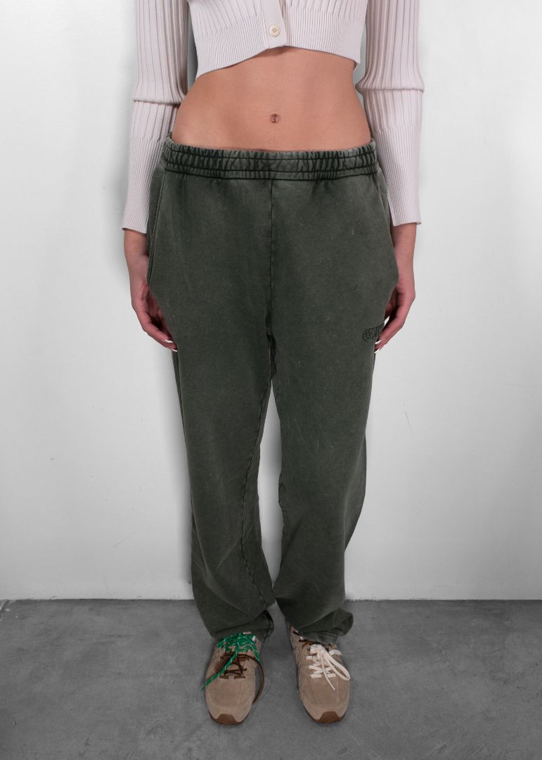 Gucci Olive Green Suede Cotton Sweatpants
