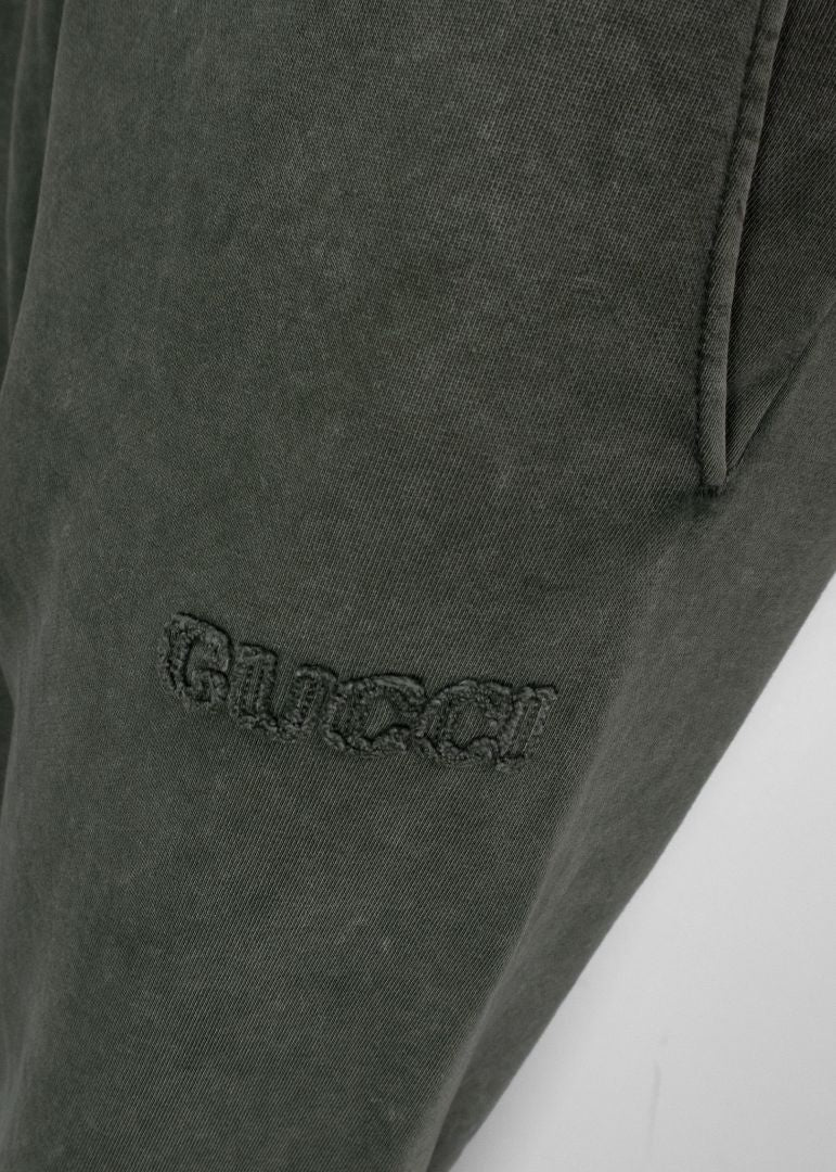 Gucci Olive Green Suede Cotton Sweatpants