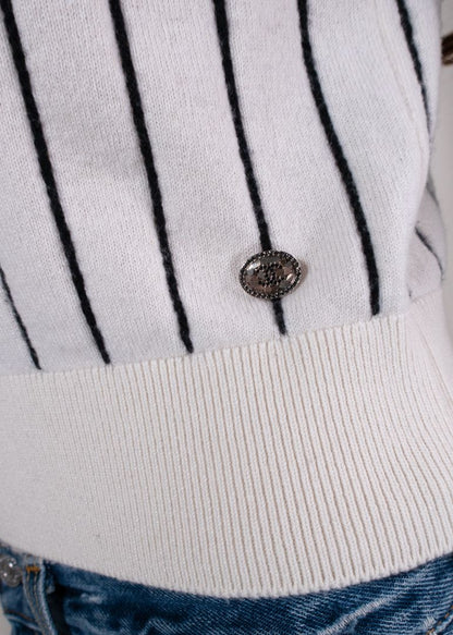 Chanel White Cashmere Sweater