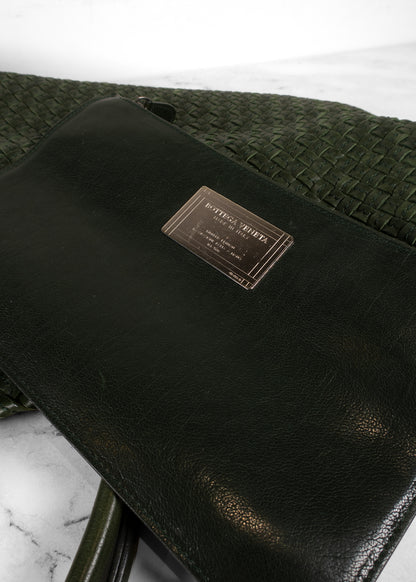 Bottega Veneta Dark Green Intrecciato Leather Medium Cabat Tote