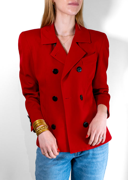 Dior Vintage Red Double-breasted Wool Blazer