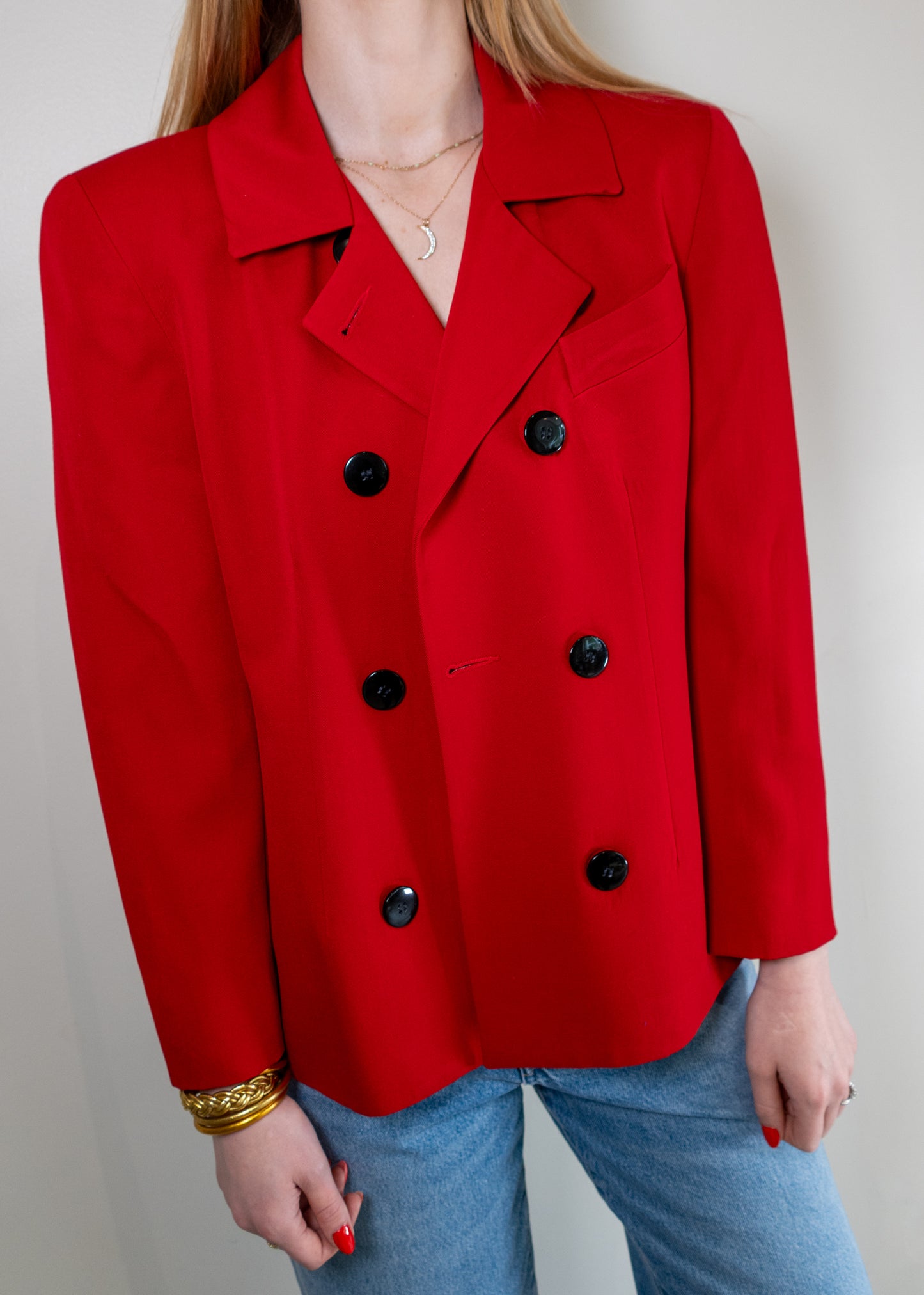 Christian Dior Vintage Red Double-breasted Wool Blazer