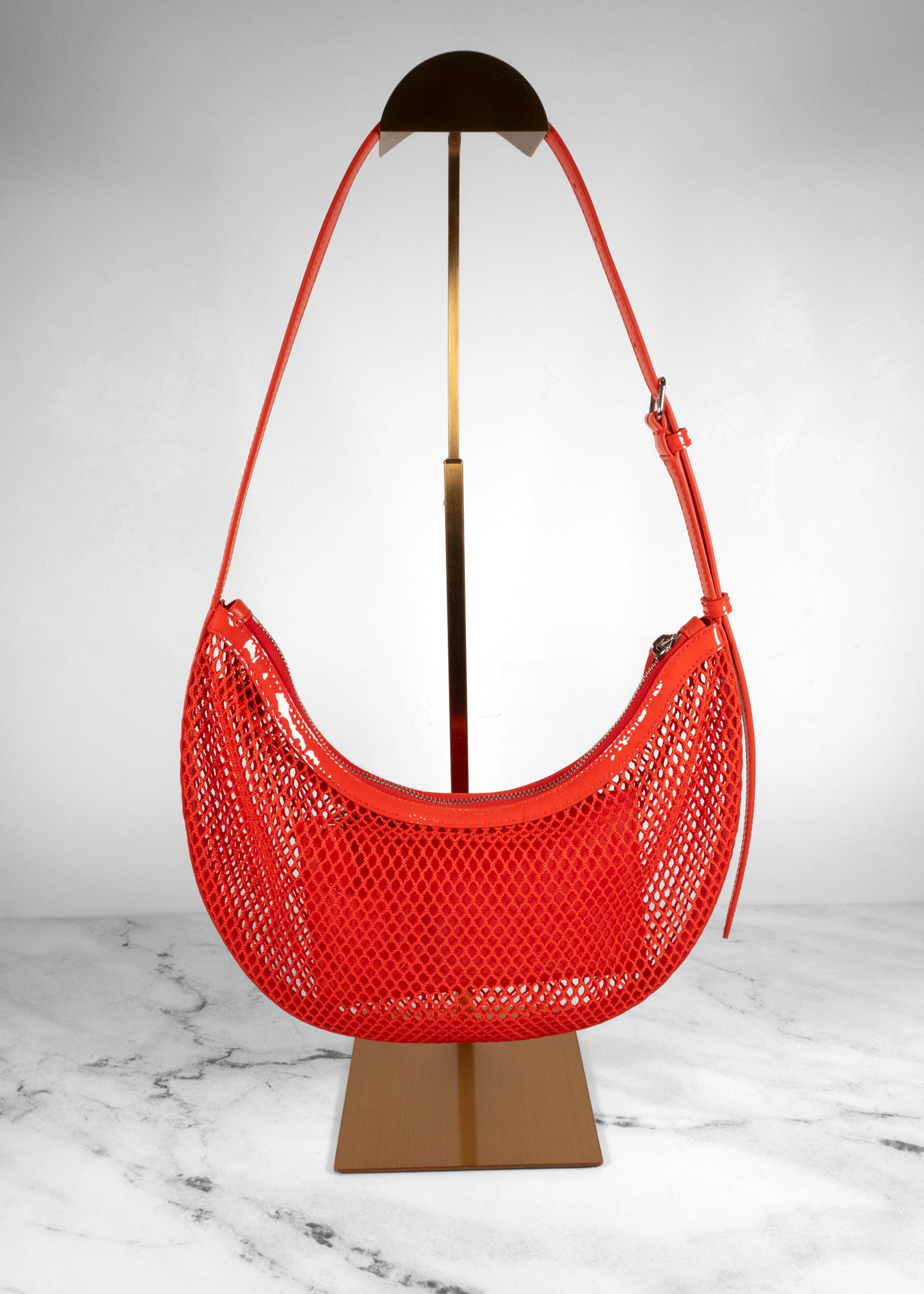 Alaia Orange Demi Lune Mesh Shoulder Bag