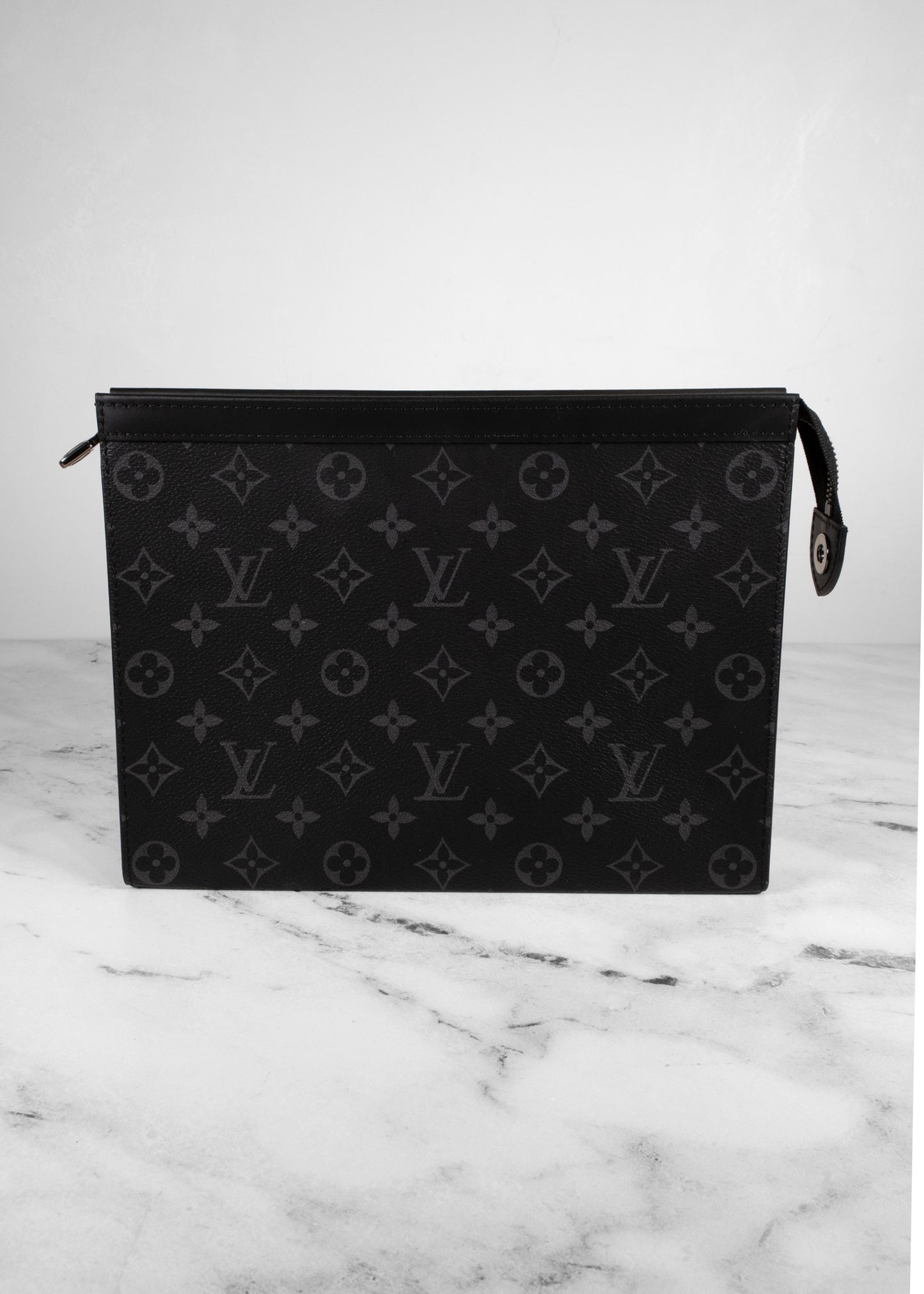 Louis Vuitton Grey And Black Monogram Leather Pouch