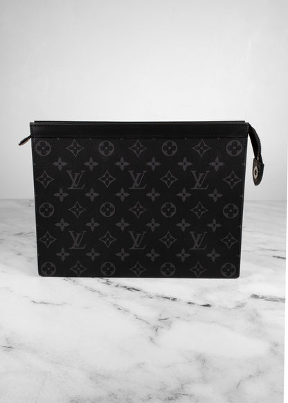 Louis Vuitton Grey And Black Monogram Leather Pouch