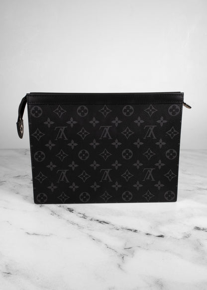 Louis Vuitton Grey And Black Monogram Leather Pouch