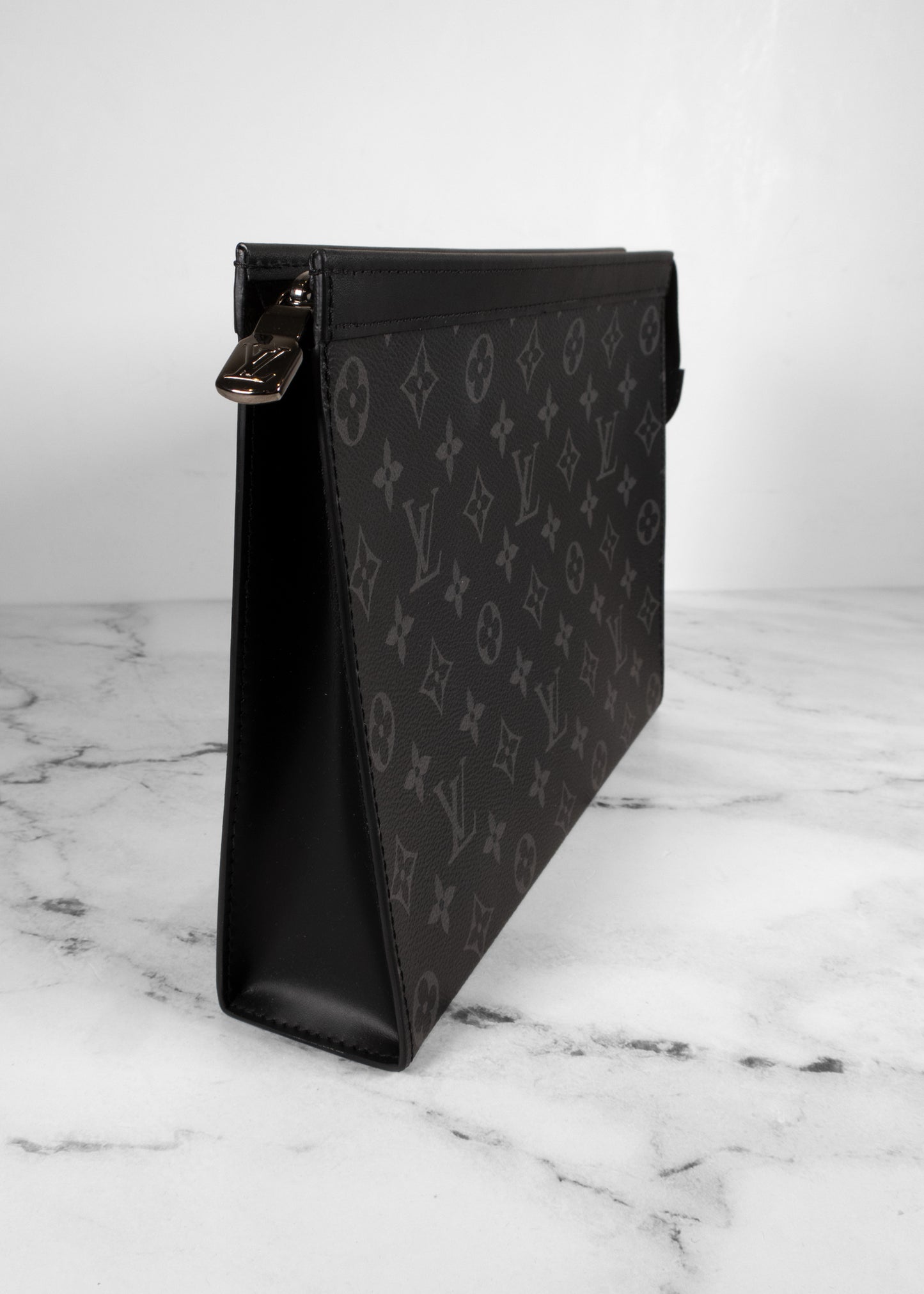 Louis Vuitton Grey And Black Monogram Leather Pouch