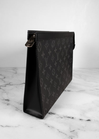 Louis Vuitton Grey And Black Monogram Leather Pouch