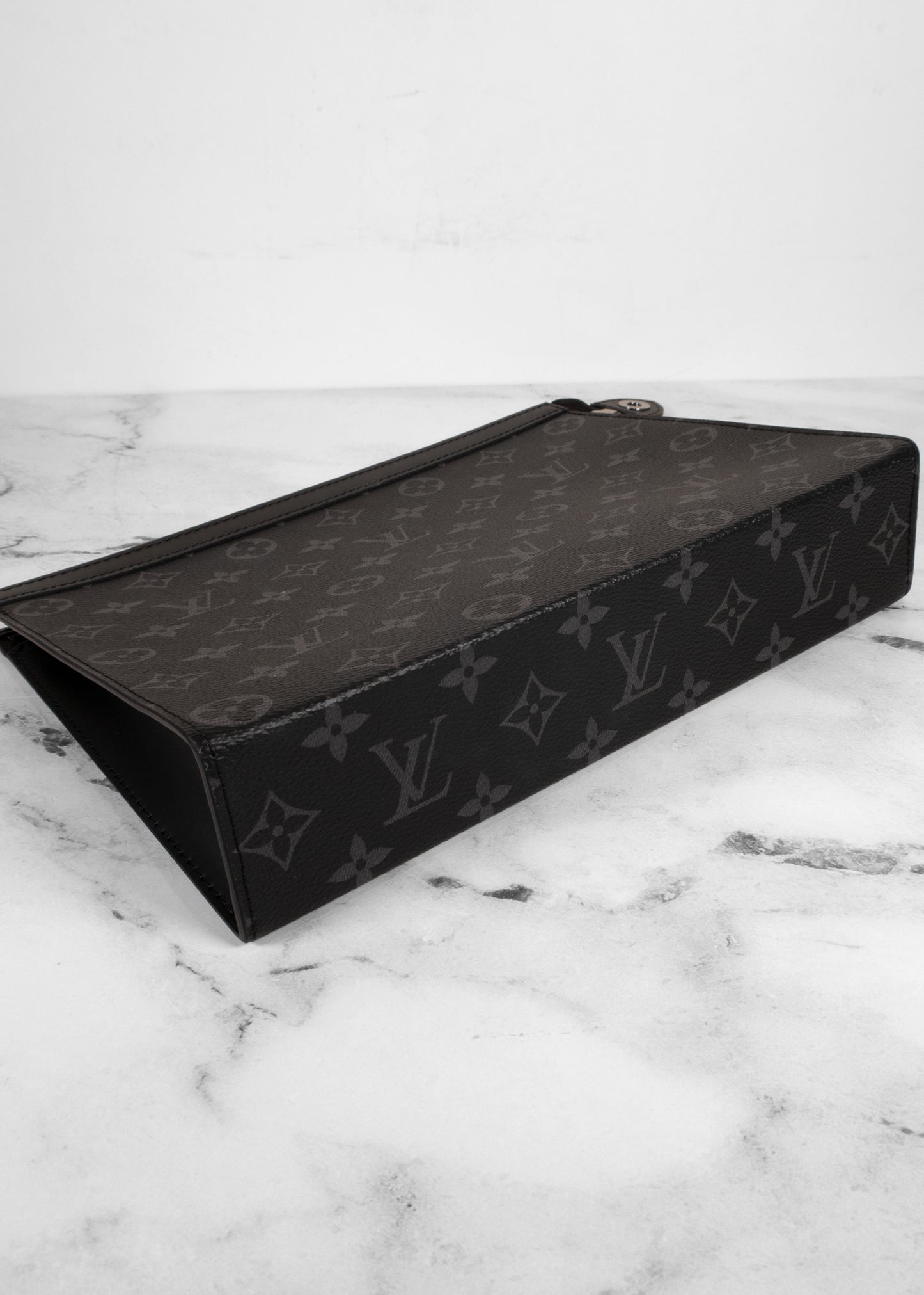 Louis Vuitton Grey And Black Monogram Leather Pouch