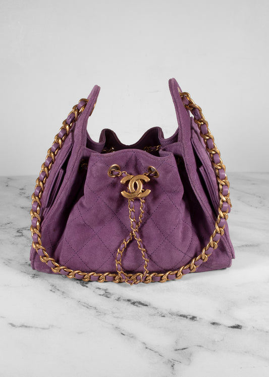 Chanel 25 Mini Purple Suede Hobo Bag