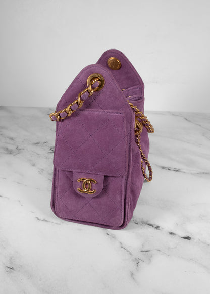 Chanel 25 Mini Purple Suede Hobo Bag