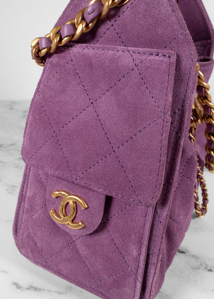 Chanel 25 Mini Purple Suede Hobo Bag