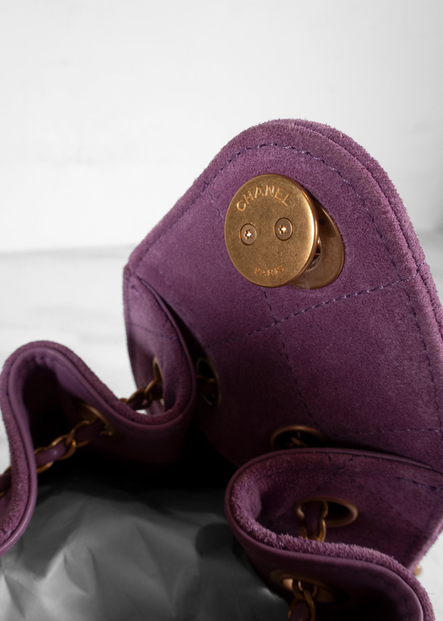 Chanel 25 Mini Purple Suede Hobo Bag