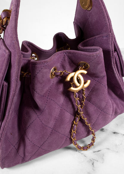 Chanel 25 Mini Purple Suede Hobo Bag