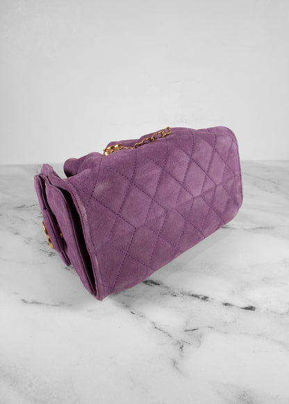 Chanel 25 Mini Purple Suede Hobo Bag