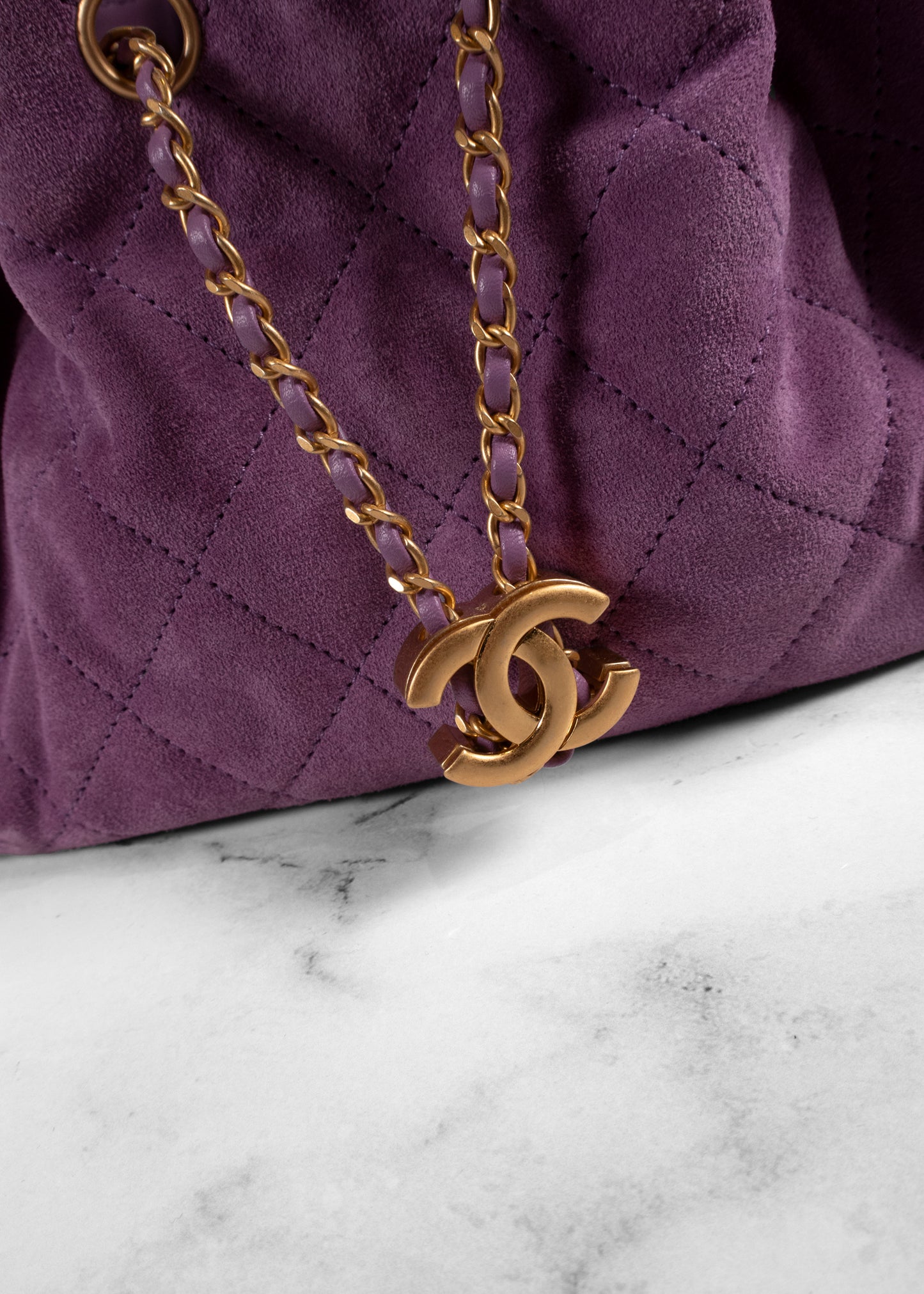 Chanel 25 Mini Purple Suede Hobo Bag