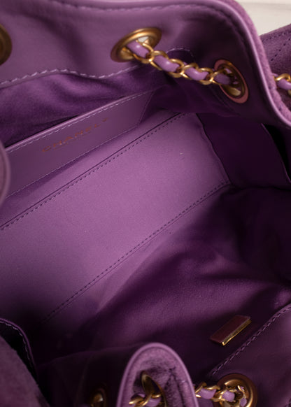Chanel 25 Mini Purple Suede Hobo Bag