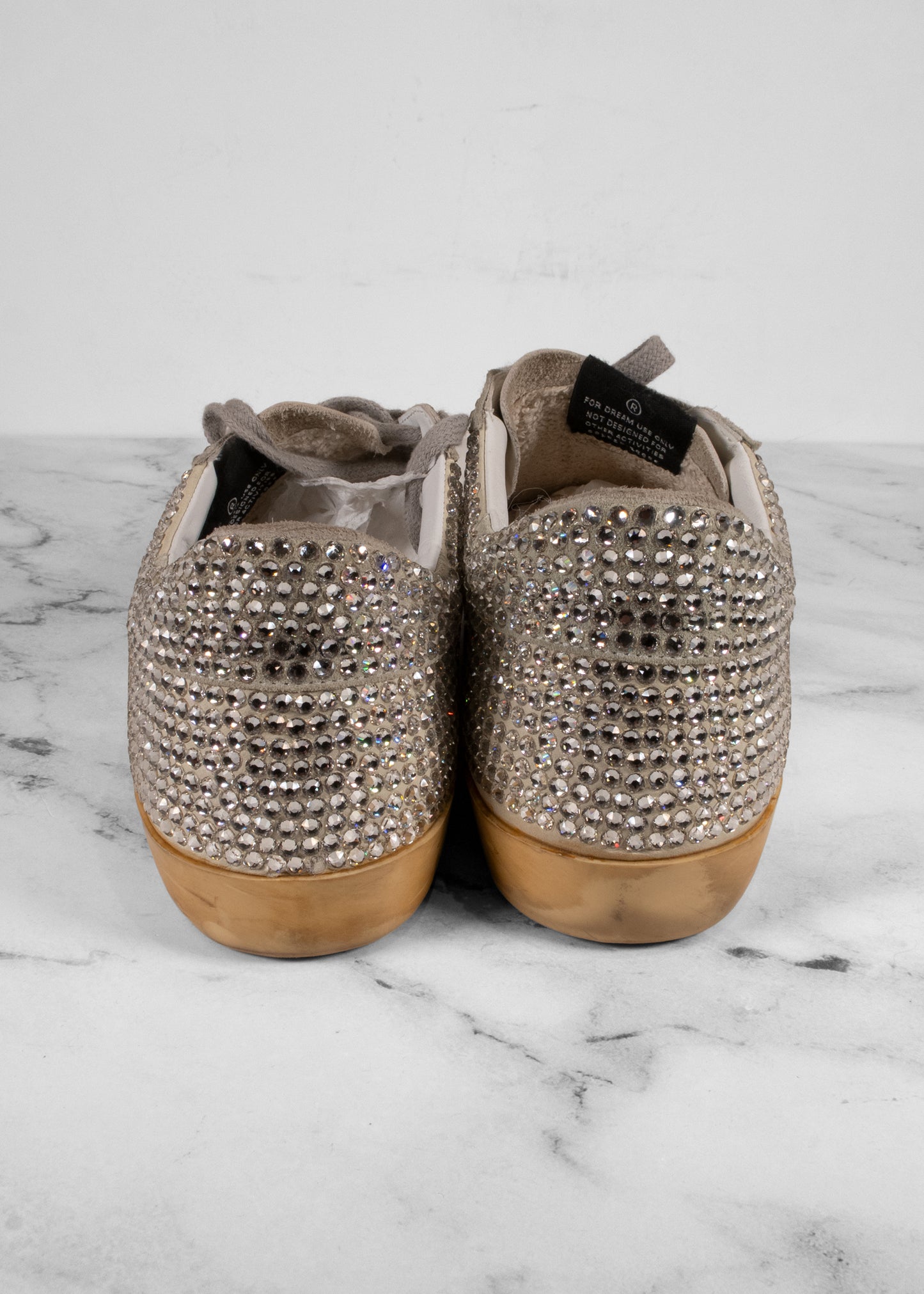 Golden Goose Ivory Swarovski Crystal Low Top "Super Star" Sneakers