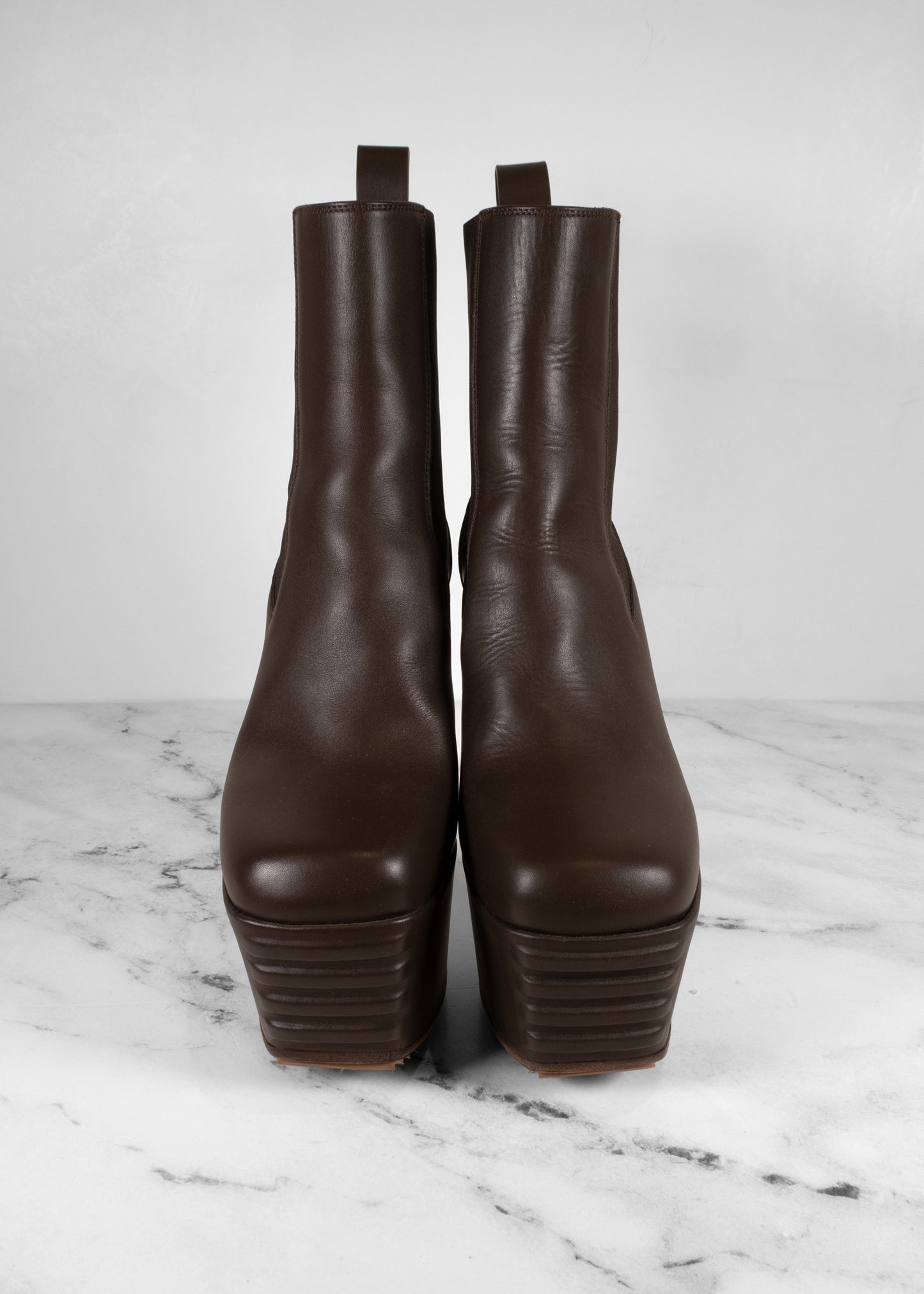 Rick Owens Brown Leather Platform Boots