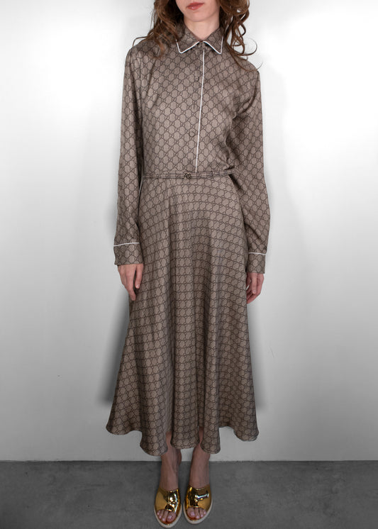Gucci Button Down Grey Monogram Dress